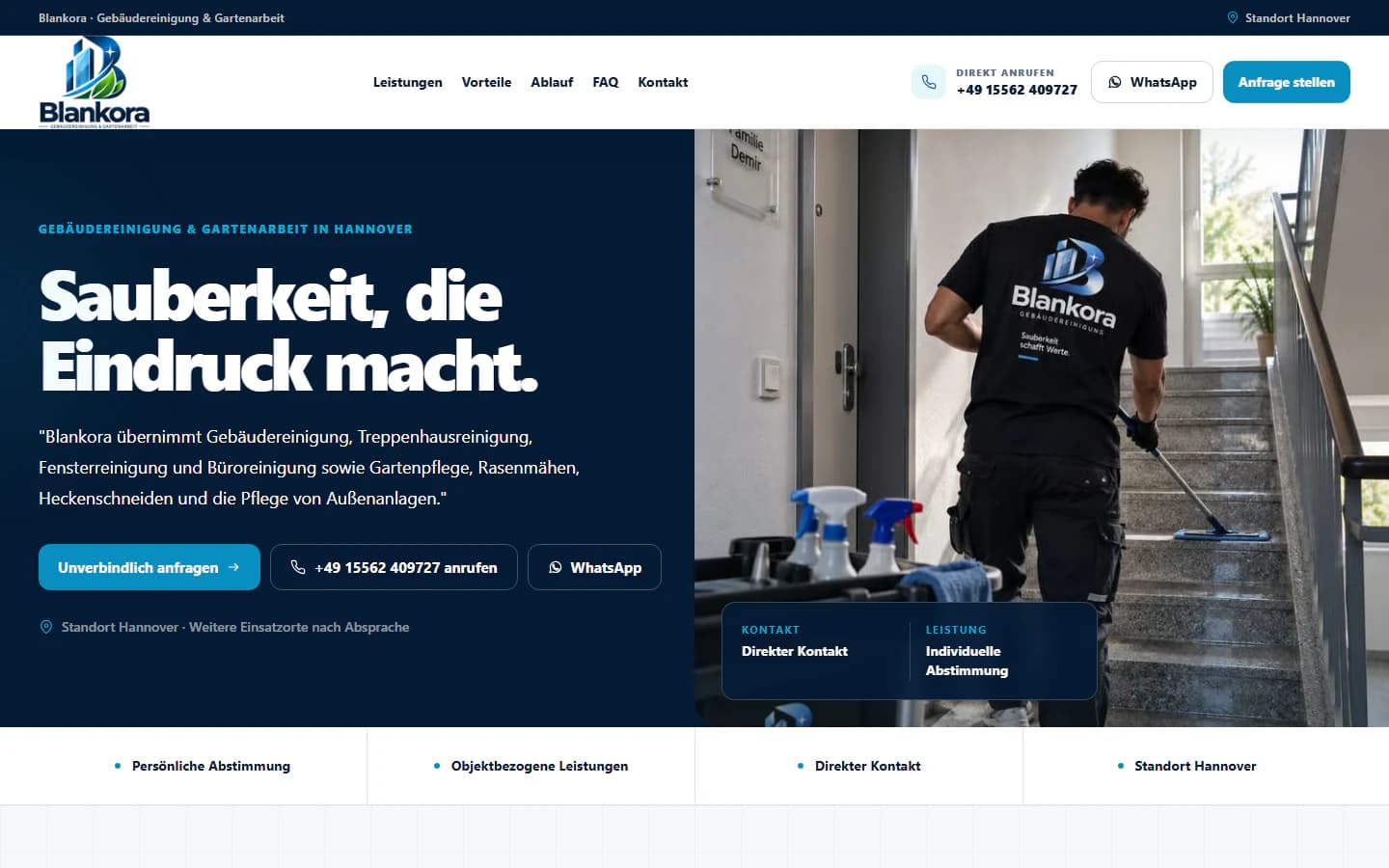 Aktuelle Website von Blankora auf Desktop und Smartphone