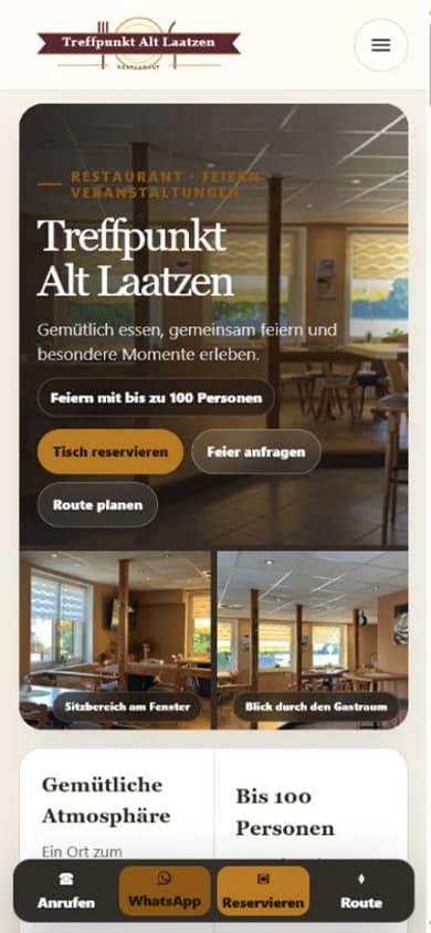 Aktuelle mobile Website von Treffpunkt Alt Laatzen auf dem Smartphone